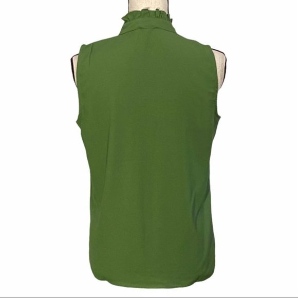 J. Crew Ruffle-Trim Crepe Tank Top in  Faded Moss - Picture 6 of 12